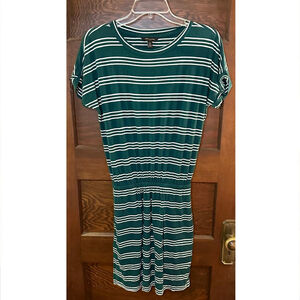Women’s XS Tall Banana Republic Green & Cream Striped Tshirt Dress